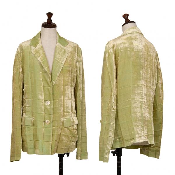 ISSEY MIYAKE（イッセイミヤケ） シワプリーツベロアジャケット 黄緑3