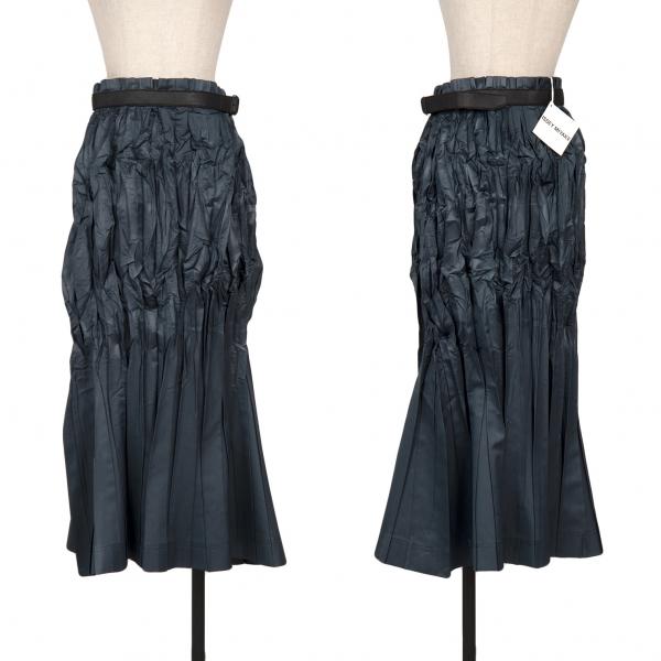 ISSEY MIYAKE イッセイミヤケISSEY ベルテッドシワプリーツスカート 紺 