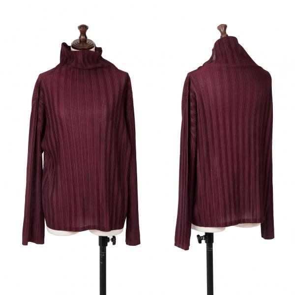 極美品✨PLEATS PLEASE ハイネックプリーツブラウス ボルドー L