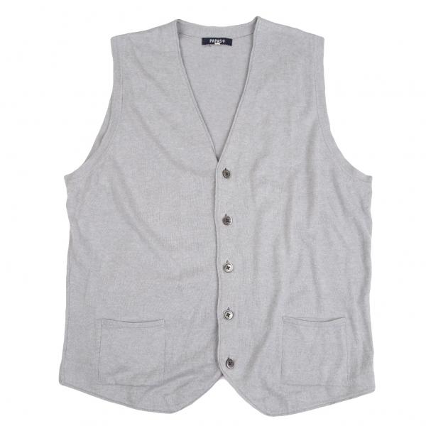 パパスのベスト綿100% PAPAS（パパス） パパスプラスPapas+ コットンニットベスト グレーM