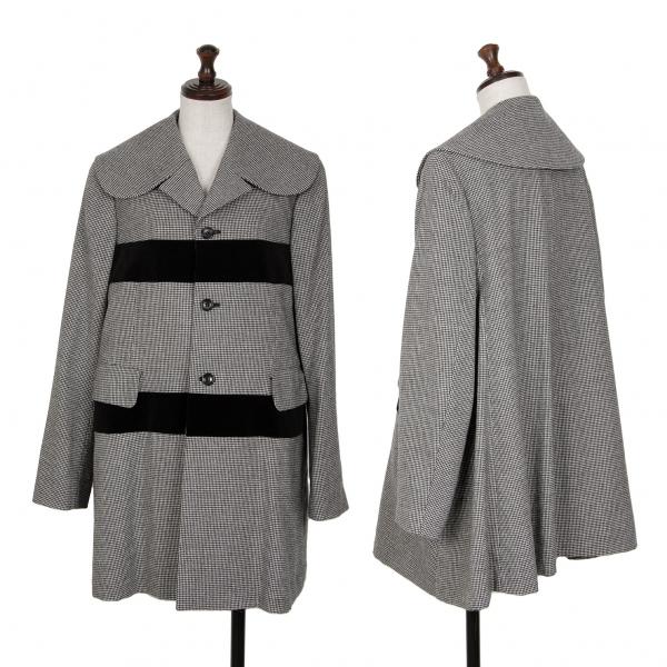 コムコム千鳥柄丸襟ジャケット F ファッション コムコム千鳥柄丸襟ジャケット