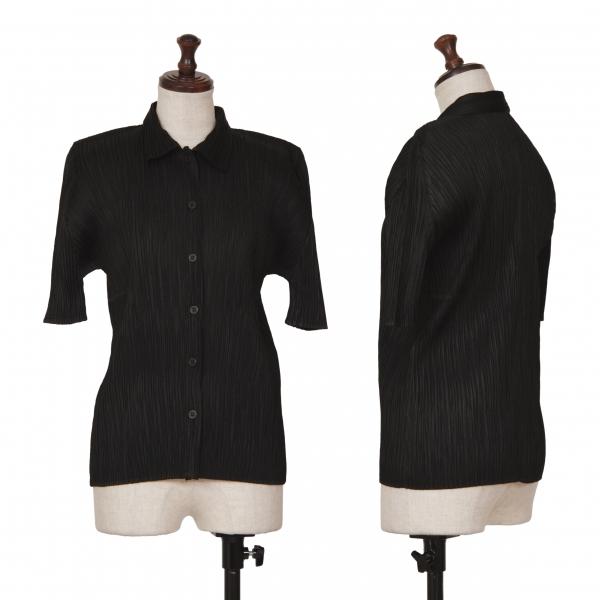 PLEATS PLEASE プリーツプリーズPLEATS プリーツ半袖シャツ 黒3 PLEATS PLEASE プリーツプリーズPLEATS プリーツ半袖シャツ 黒3