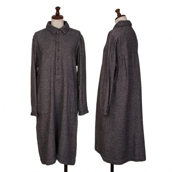 45R 45rpm ヘリンボーン起毛ウールワンピース 紺0 【レディース