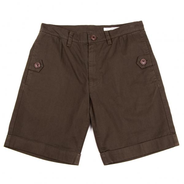 スナオクワハラsunao kuwahara 製品染めコットンショートパンツ カーキ 
