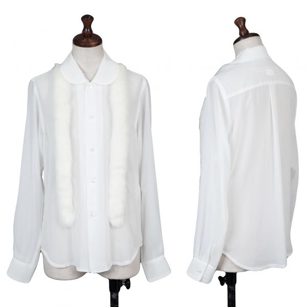 COMME des GARÇONS ホワイトシースルーシャツ COMME des GARCONS コムデギャルソンCOMME アクリルファー装飾