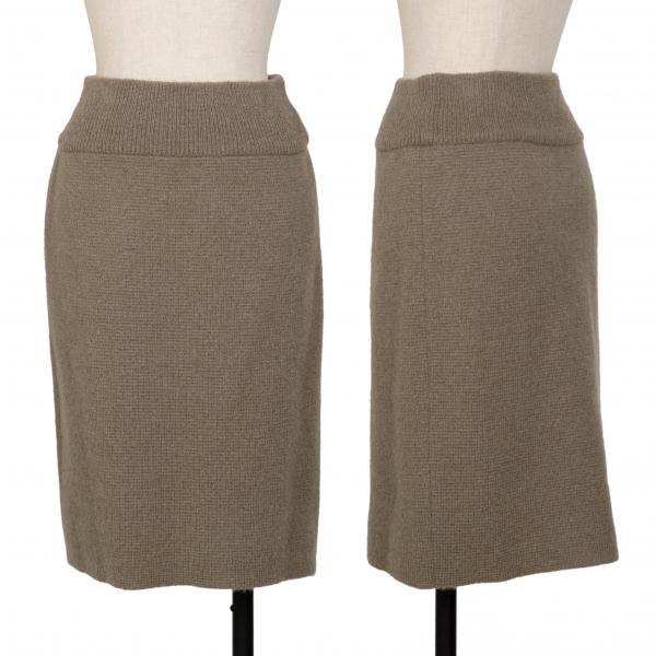 イッセイミヤケISSEY MIYAKE リブ切替ニットスカート モカM  