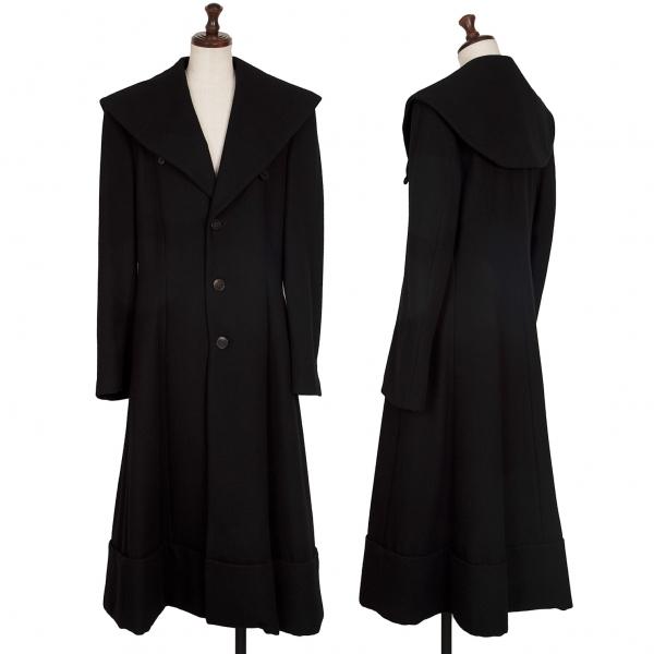 コムデギャルソン　黒　ウール　ロングコート COMME des GARCONS コムデギャルソンCOMME ウール裏柄セーラー