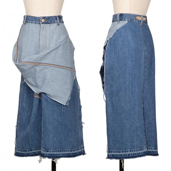 リトコフスカヤLITKOVSKAYA 再構築デニムスカート 水色42 【レディース