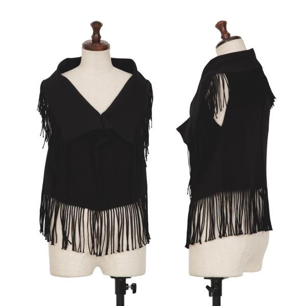 ISSEYMIYAKE me フリンジ加工 ノースリーブチュニック 黒 ISSEYMIYAKE me フリンジ加工 ノースリーブチュニック 黒 ISSEYMIYAKE