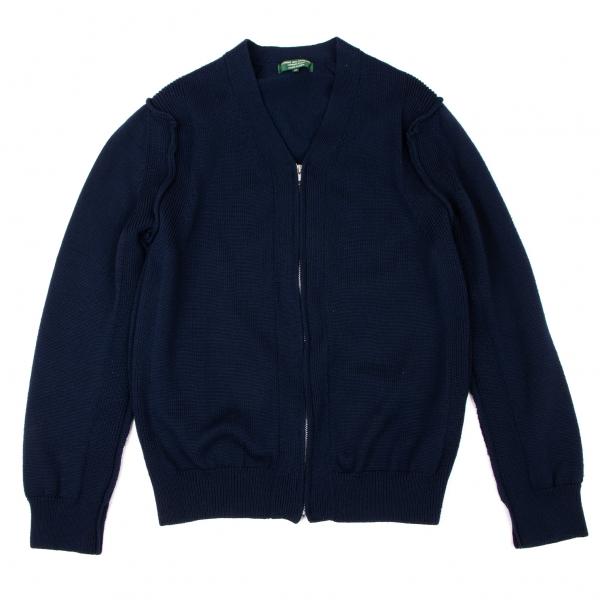 コムデギャルソン/CDG】バックロゴカーディガンLネイビーVネック