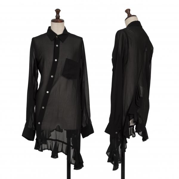 コムデギャルソンCOMME des GARCONS ポリシフォン裾フリル斜行変形 