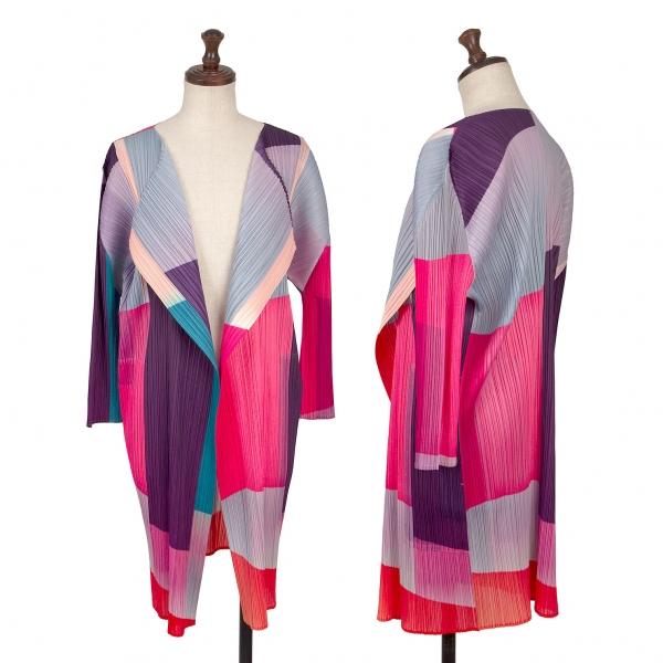 ⭐︎美品PLEATSPLEASEプリーツプリーズバイカラーロングカーディガン ⭐︎美品PLEATSPLEASEプリーツプリーズバイカラーロングカーディガン