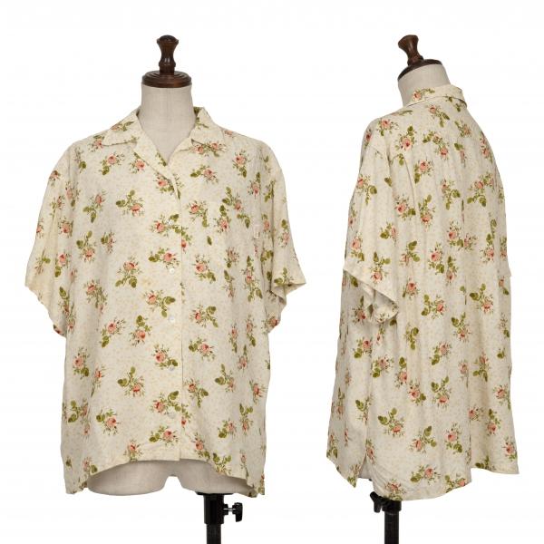 ピンクハウスPINK HOUSE レーヨン花柄オープンシャツ アイボリー他M位  