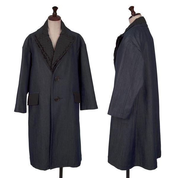 tricot COMME des GARCONS フラワーノーカラー コート 黒