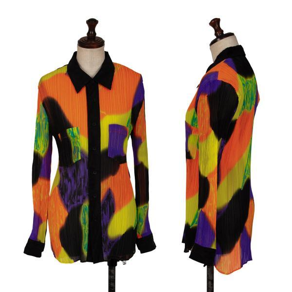 【超希少】ISSEY MIYAKE カラフルグラデーションプリントシャツ マルチ 超希少】ISSEY MIYAKE カラフルグラデーションプリントシャツ マルチ