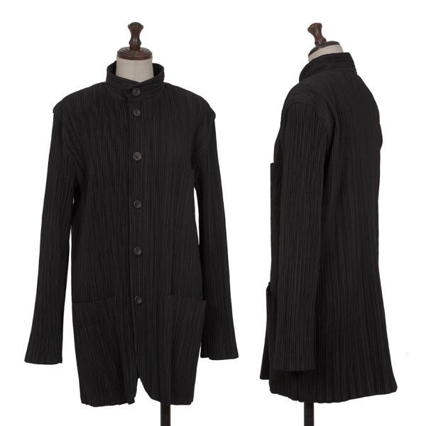 ISSEY MIYAKE プリーツスタンドジャケット ブラック ISSEY MIYAKE イッセイミヤケISSEY プリーツスタンドカラー中綿