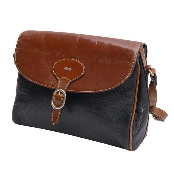 Bally バリーBALLY レザーフラップショルダーバッグ 黒茶 【レディース  