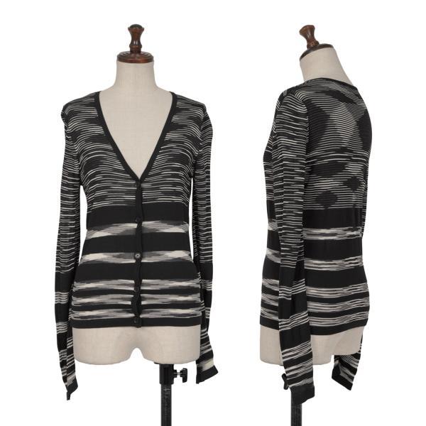 MISSONI ミッソーニMISSONI レーヨンボーダーニットカーディガン 黒白 