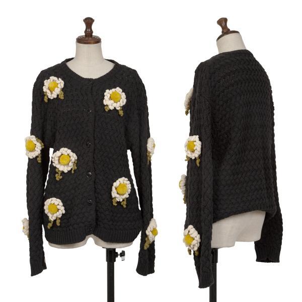 ピンクハウス カーディガン　黒 PINK HOUSE ピンクハウスPINK フラワーコサージュ装飾ニット