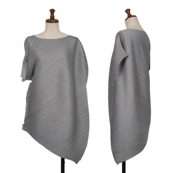 プリーツプリーズワンピース グレー プリーツプリーズPLEATS PLEASE プリーツフレアワンピース グレー2 (K