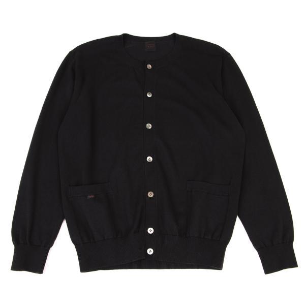 ★Papas パパス サマーカーディガン ロゴ刺繍入り くるみボタン 綿100％ PAPAS（パパス） パパスプラスPapas+ ロゴ刺繍コットンニット