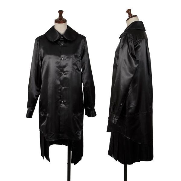 コムデギャルソンCOMME des GARCONS 裾プリーツ切替サテンロングシャツ 