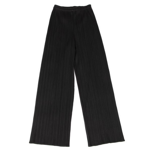 プリーツプリーズPLEATS PLEASE プリーツストレートパンツ 黒1 