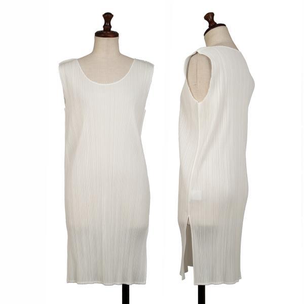 ISSEY MIYAKE ホワイト プリーツ ノースリーブ