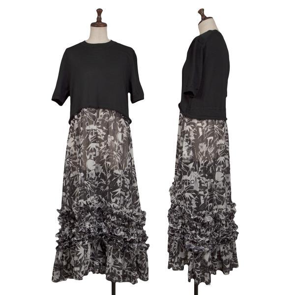 COMME des GARCONS コムコム 総柄 良い フリル ワンピース S COMME des