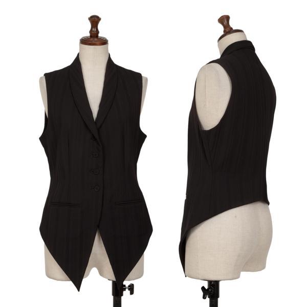 ロメオジリROMEO GIGLI ストライプ織り 変形ジレ ベスト ROMEO GIGLI ロメオジリROMEO ストライプ織りショールカラー