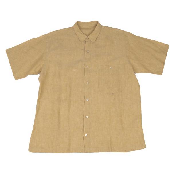 パパス 美品 PAPAS  リネンシャツ M ベージュ PAPAS パパスPapas リネン半袖シャツ ベージュM 【メンズ】 : プレイ
