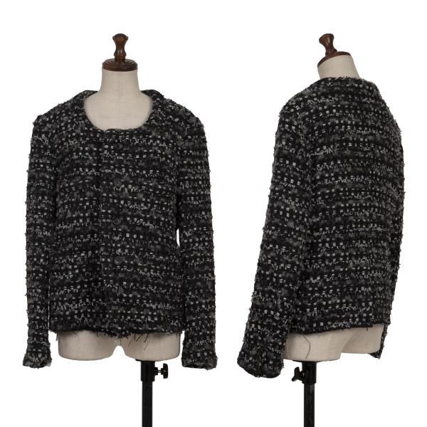 Tricot COMME des GARÇONS 黒ノーカラージャケット tao タオ ビッグボタン ノーカラージャケット