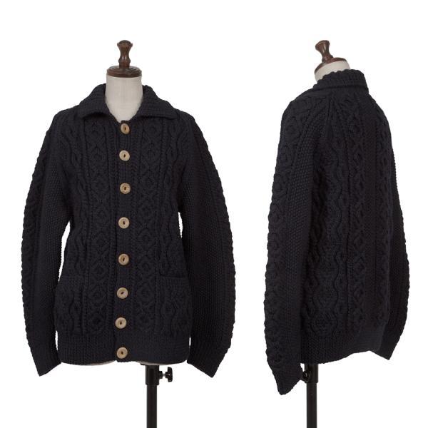 インバーアランINVERALLAN ウールハンドニットカーディガン 紺M位