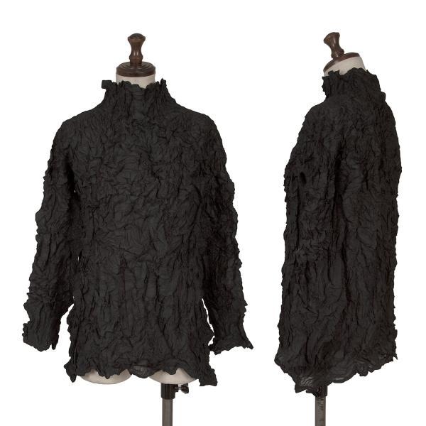 【シワ加工 L相当】プリーツプリーズ シワプリーツハイネックカットソー ブラック ISSEY MIYAKE（イッセイミヤケ） シワプリーツハイネックカットソー 黒
