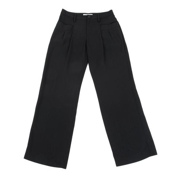 ISSEY MIYAKE（イッセイミヤケ） フロントポケットデザインパンツ 黒1