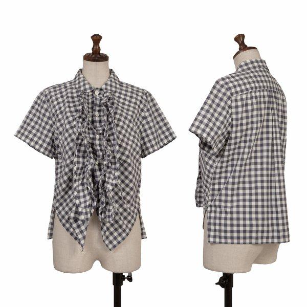 トリココムデギャルソン　チュールフリル　半袖プルオーバー　ギンガムチェック トリココムデギャルソン チュールフリル 半袖プルオーバー