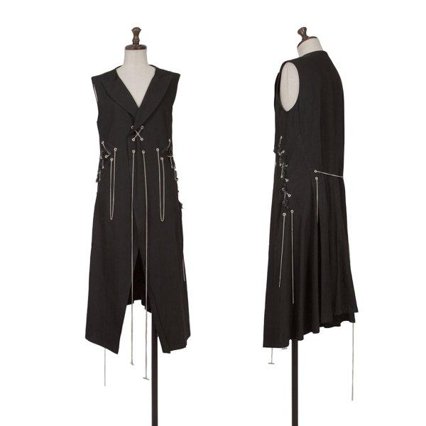 LIMI feu（リミフゥ） チェーン装飾ロングジレベスト 黒2 【レディース