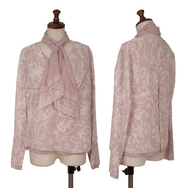 【美品】【F】INGEBORG ピンクハウス フラワー ブラウス レディース INGEBORG（インゲボルグ） フラワープリントストール付きブラウス