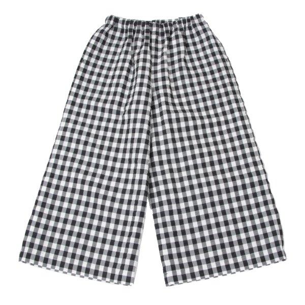 タオtao レーヨン混ギンガムチェックワイドパンツ 黒オフM位