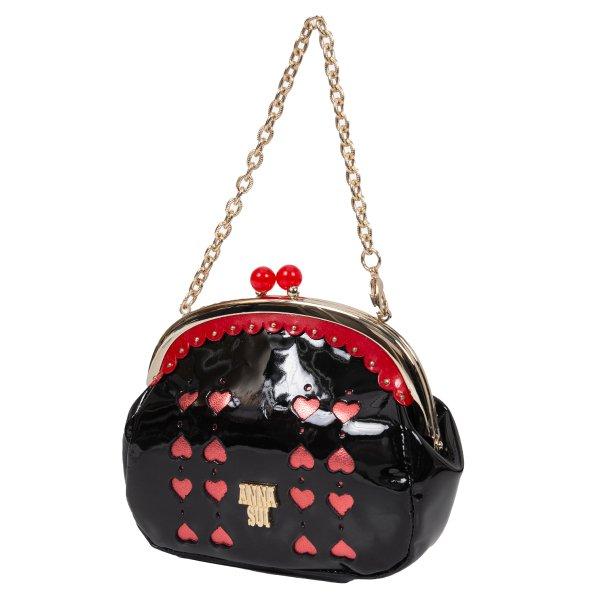 ANNA SUI（アナスイ） エナメルがま口ミニポーチ 黒 【レディース