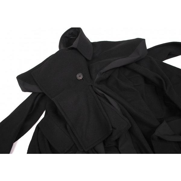 ヨウジヤマモト ファムyohji Yamamoto Femme ボンディング立体切替変形ドレープデザインコート 黒2 レディース Www Ktoridesfoundation Org