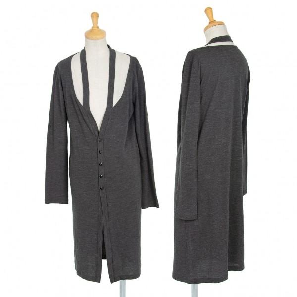 リミフゥLIMI feu ホルターループロング丈カーディガン グレーS  