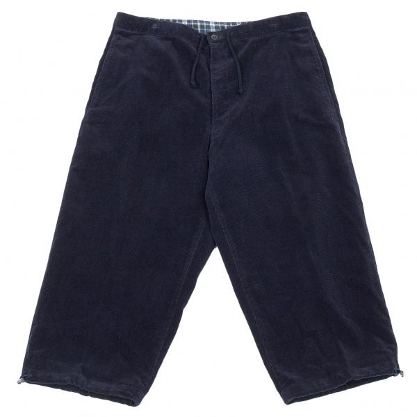 PAPAS（パパス） 裾ドローコードコーデュロイクロップドパンツ 濃紺