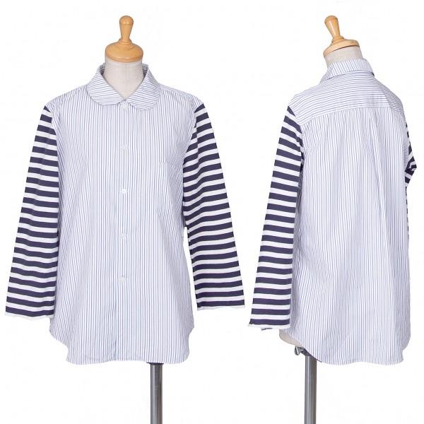 コムコム コムデギャルソンcomme Des Garcons 袖ボーダーカットソー切替ストライプシャツ 白紺m レディース K プレイフル Yahoo ショッピング店 通販 Yahoo ショッピング