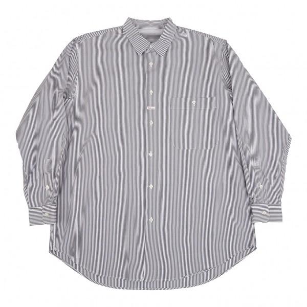 パパスpapas コットンストライプシャツ 白ブルーグレーm メンズ K プレイフル Yahoo ショッピング店 通販 Yahoo ショッピング