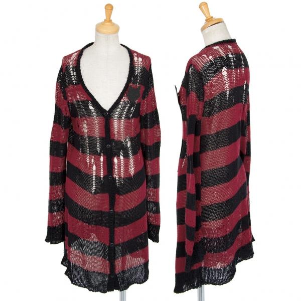 ヒステリックグラマーhysteric Glamour デストロイボーダーニットカーディガン 赤黒free レディース K 554 プレイフル Yahoo ショッピング店 通販 Yahoo ショッピング