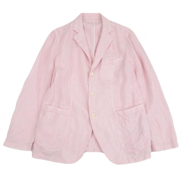 パパスプラスpapas リネンストライプ3bパッチポケットジャケット ピンクm メンズ K プレイフル Yahoo ショッピング店 通販 Yahoo ショッピング
