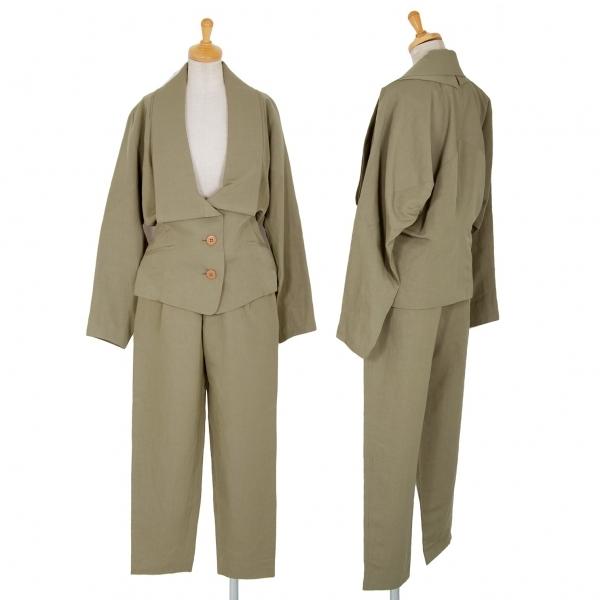 イッセイミヤケissey Miyake ウールリネン変形切替セットアップスーツ カーキm レディース K プレイフル Yahoo ショッピング店 通販 Yahoo ショッピング