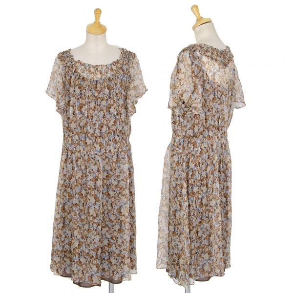 レキップヨシエイナバl Equipe Yoshie Inaba フラワープリント楊柳シースルーシルクワンピース 茶15 レディース K プレイフル Yahoo ショッピング店 通販 Yahoo ショッピング