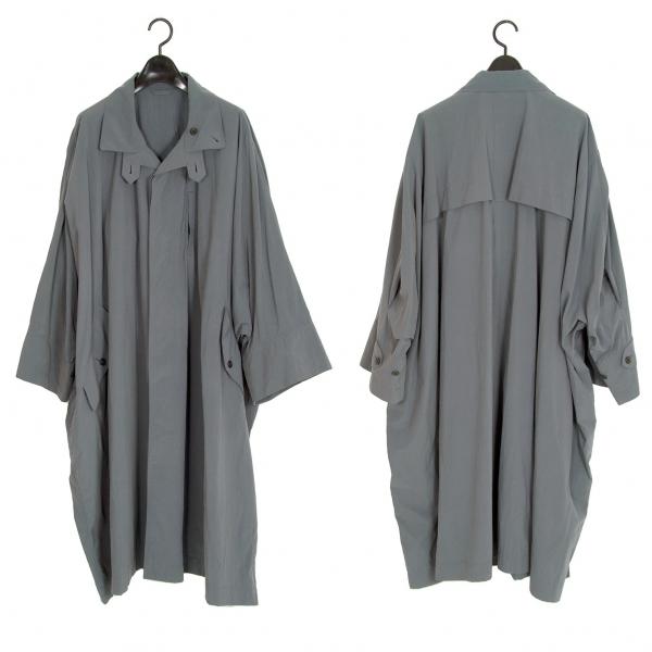 イッセイミヤケ メンISSEY MIYAKE MEN ナイロンドルマンステンカラーコート イカコート ブルーグレーM 【メンズ】 イッセイミヤケ メンISSEY MIYAKE MEN ナイロンドルマンステンカラーコート イカコート ブルーグレーM 【メンズ】